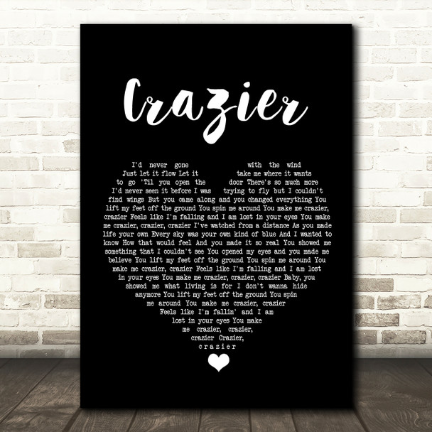 Taylor Swift Crazier Black Heart Song Lyric Wall Art Print