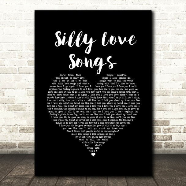 Paul McCartney & Wings Silly Love Songs Black Heart Song Lyric Art Print