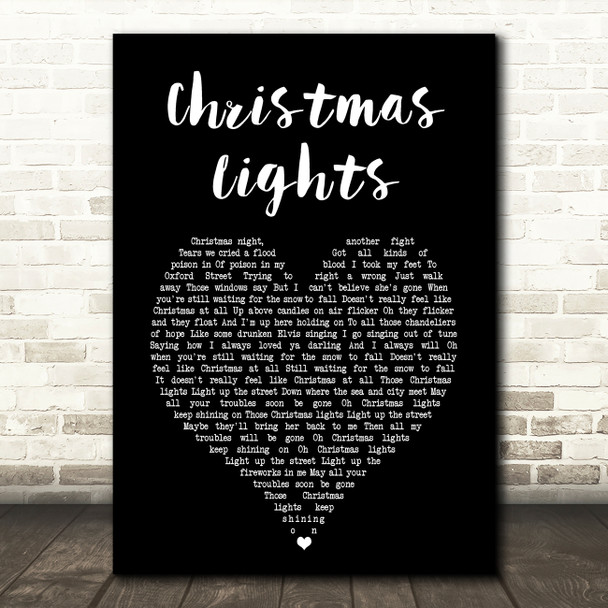 Coldplay Christmas Lights Black Heart Song Lyric Art Print