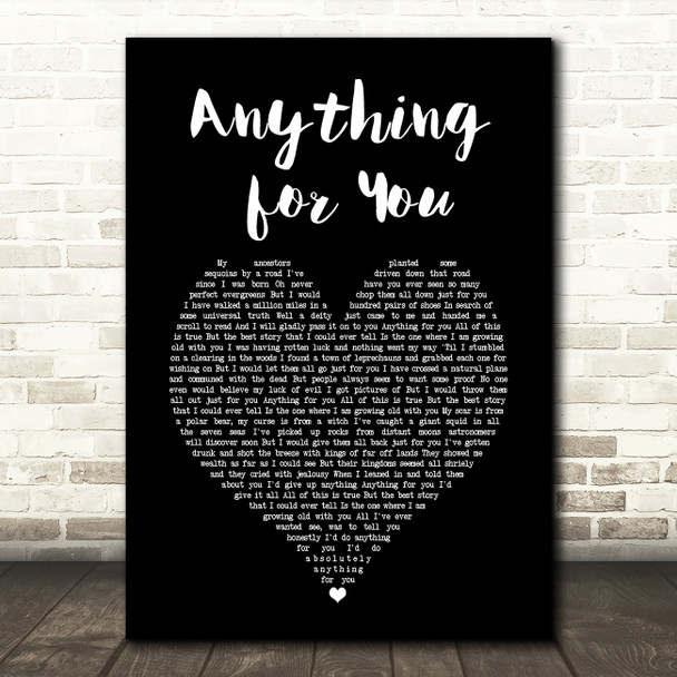 Ludo Anything for You Black Heart Song Lyric Art Print