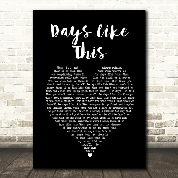 Dermot Kennedy Days Like This Black Heart Song Lyric Art Print