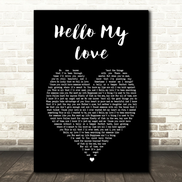 Westlife Hello My Love Black Heart Song Lyric Art Print
