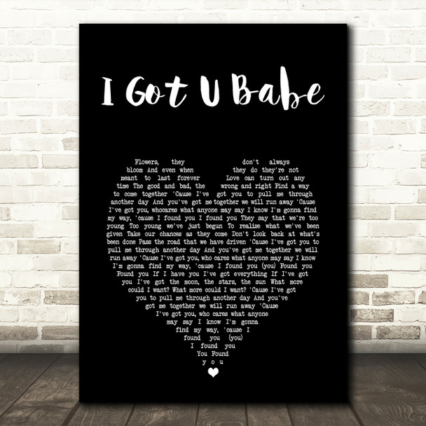 Sinmarte Macluchinger I Got U Babe Black Heart Song Lyric Art Print