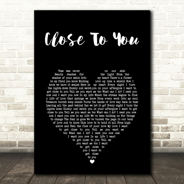 Marti Pellow Close To You Black Heart Song Lyric Art Print