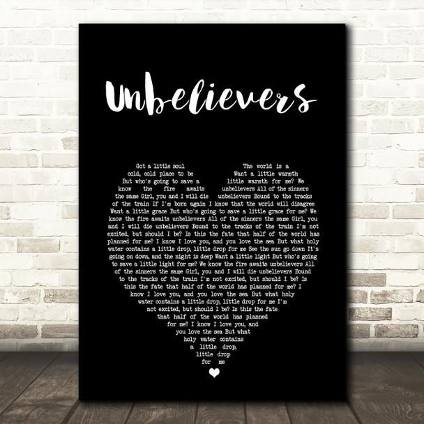 Vampire Weekend Unbelievers Black Heart Song Lyric Art Print