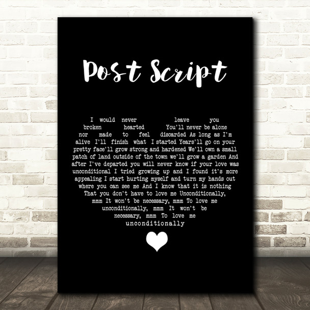Typhoon Post Script Black Heart Song Lyric Art Print