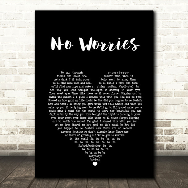 McFly No Worries Black Heart Song Lyric Art Print