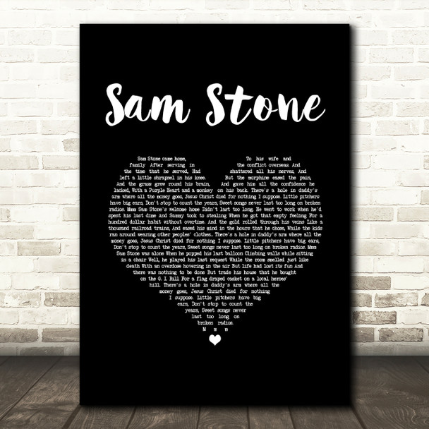 John Prine Sam Stone Black Heart Song Lyric Art Print