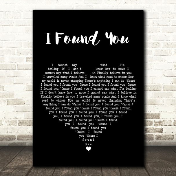 benny blanco & Calvin Harris I Found You Black Heart Song Lyric Wall Art Print