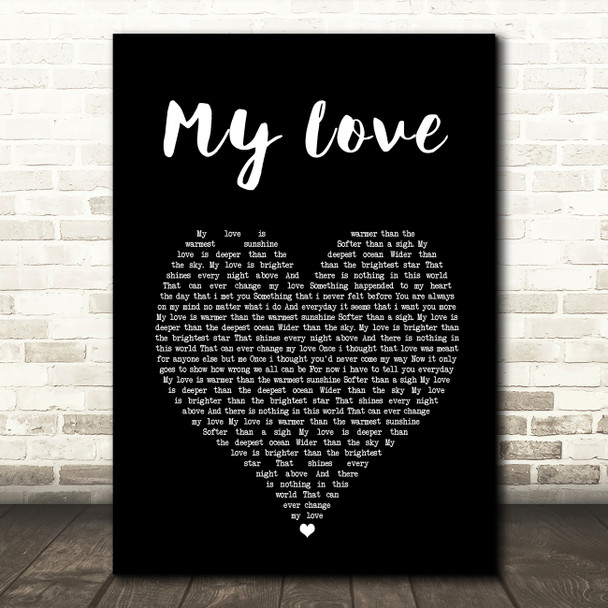 Petula Clark My Love Black Heart Song Lyric Art Print
