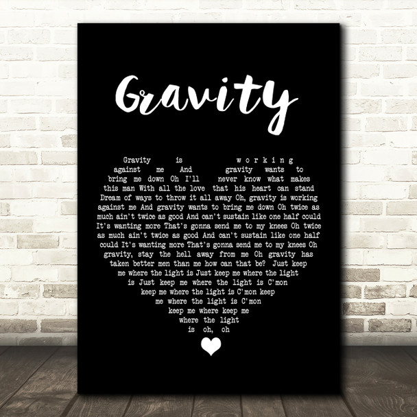 John Mayer Gravity Black Heart Song Lyric Art Print