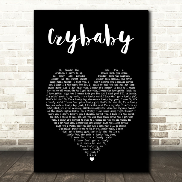 Lil Peep Crybaby Black Heart Song Lyric Art Print