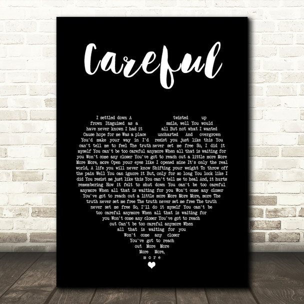 Paramore Careful Black Heart Song Lyric Art Print