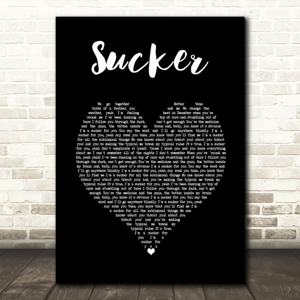 Jonas Brothers Sucker Black Heart Song Lyric Art Print