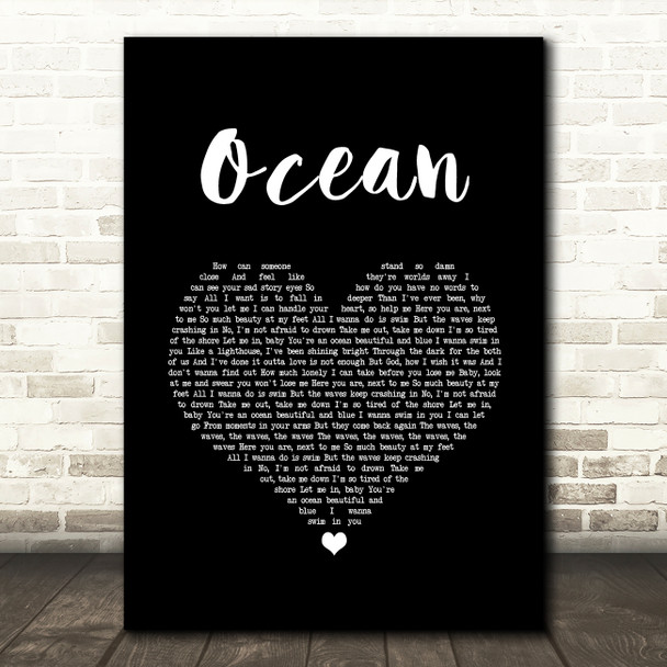Lady Antebellum Ocean Black Heart Song Lyric Art Print