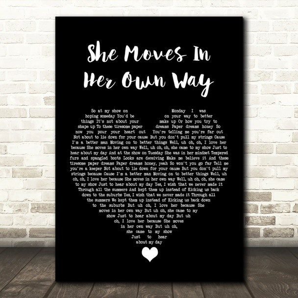 The Kooks She Moves In Her Own Way Black Heart Song Lyric Wall Art Print