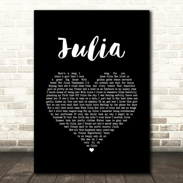 Rod Stewart Julia Black Heart Song Lyric Art Print