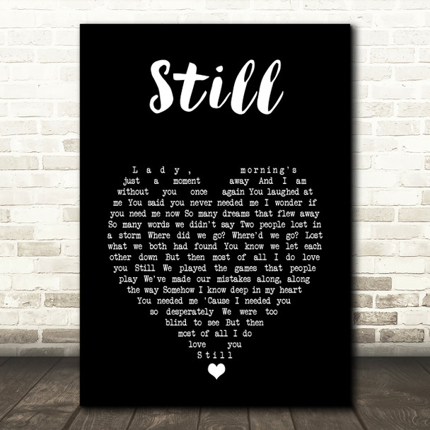 Commodores Still Black Heart Song Lyric Art Print