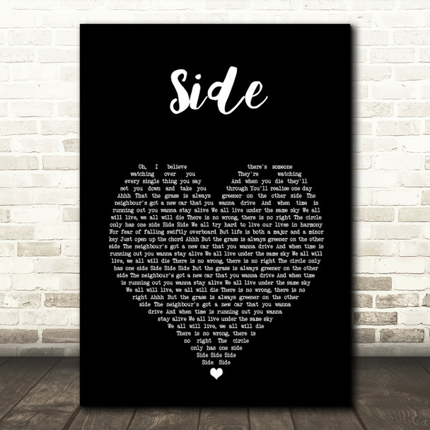 Travis Side Black Heart Song Lyric Art Print