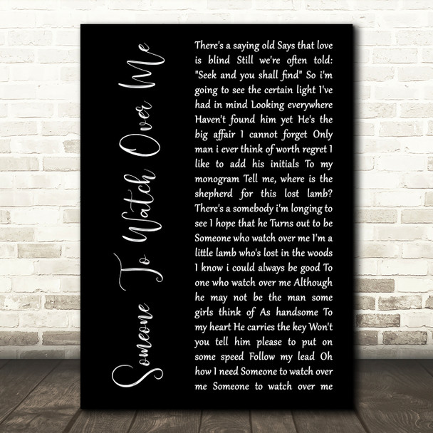 Julia Fordham Someone To Watch Over Me Black Script Song Lyric Art Print