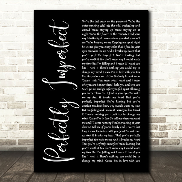 Declan J Donovan Perfectly Imperfect Black Script Song Lyric Art Print