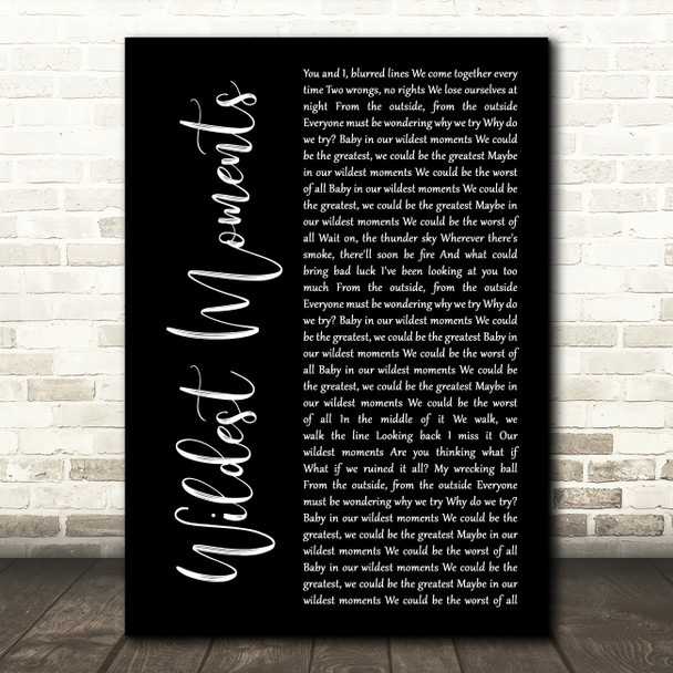 Jessie Ware Wildest Moments Black Script Song Lyric Art Print