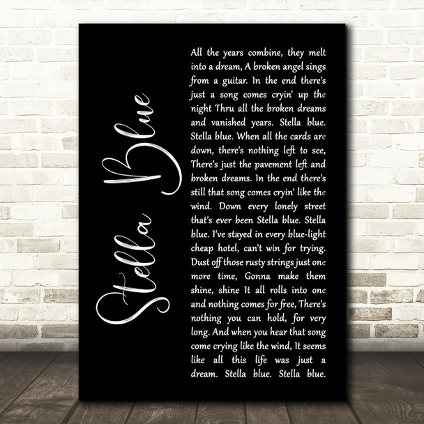 Grateful Dead Stella Blue Black Script Song Lyric Art Print