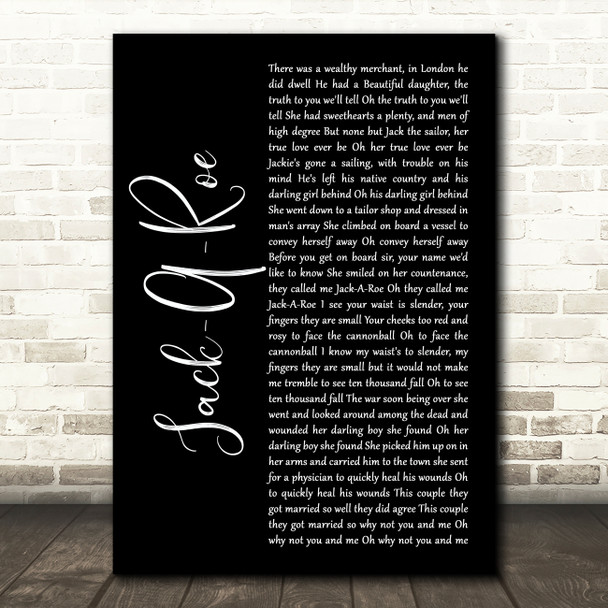 Grateful Dead Jack-A-Roe Black Script Song Lyric Art Print