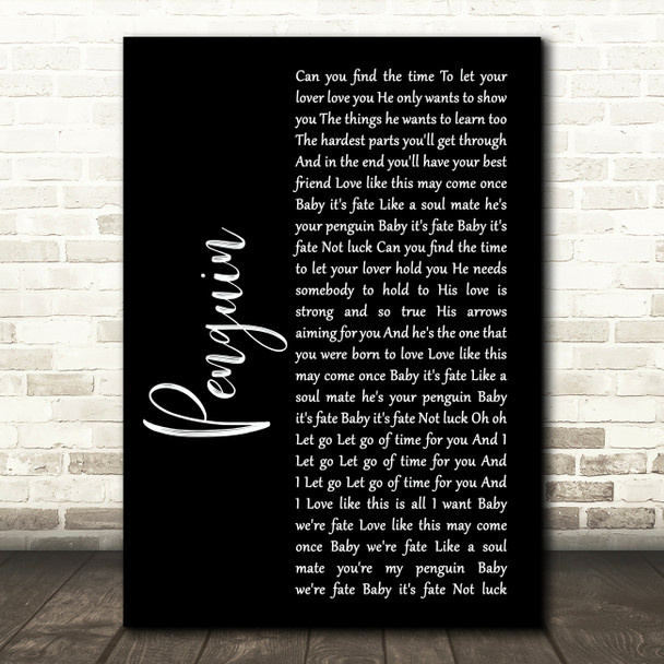 Christina Perri Penguin Black Script Song Lyric Art Print