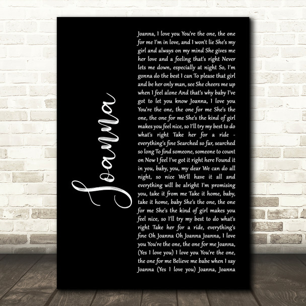 Kool & The Gang Joanna Black Script Song Lyric Art Print