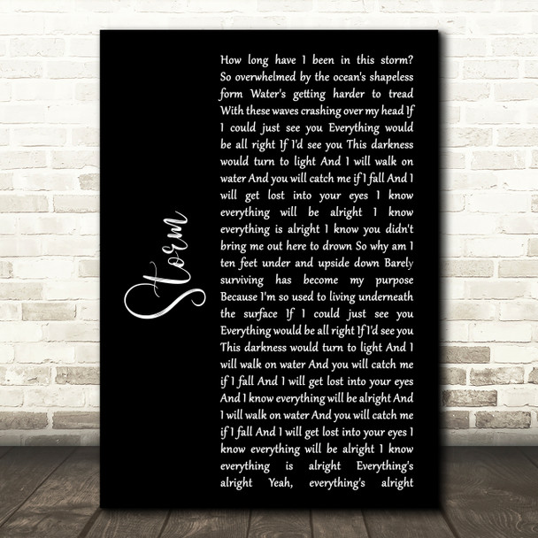 Lifehouse Storm Black Script Song Lyric Art Print