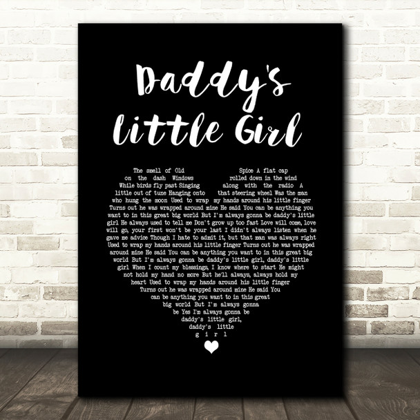 The Shires Daddy's Little Girl Black Heart Song Lyric Wall Art Print