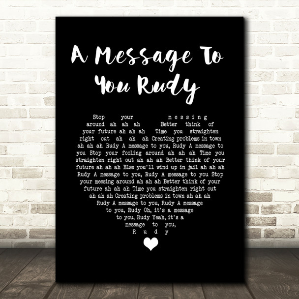 The Specials A Message To You Rudy Black Heart Song Lyric Wall Art Print