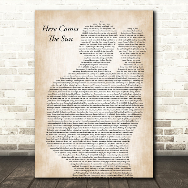 The Beatles Here Comes The Sun Father & Baby Song Lyric Art Print