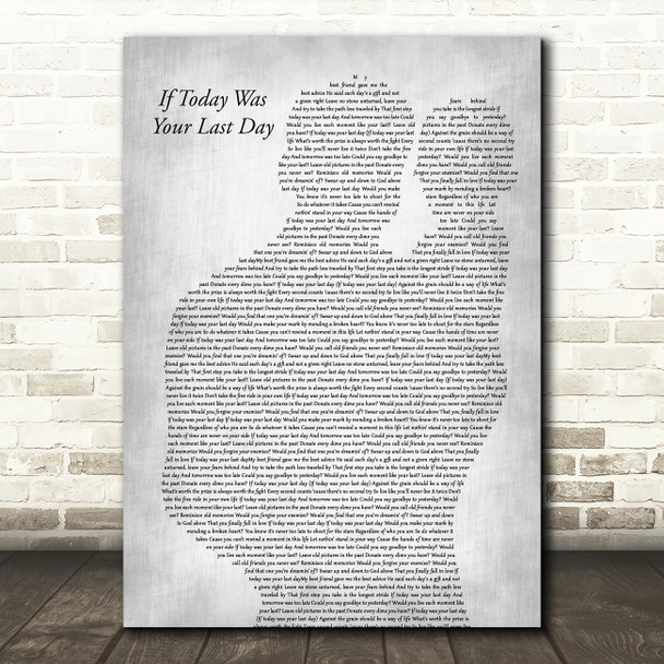 Nickleback If Today Was Your Last Day Father & Baby Grey Song Lyric Art Print
