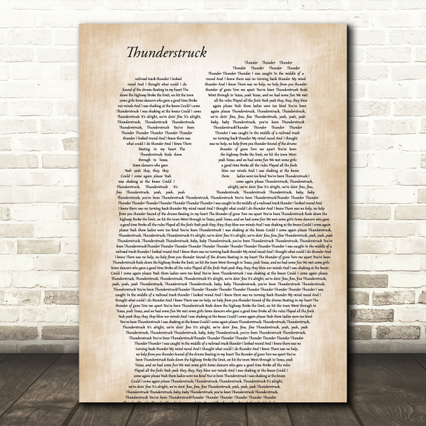 AC DC Thunderstruck Father & Child Song Lyric Art Print