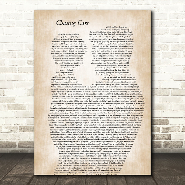Snow Patrol Chasing Cars Father & Child Song Lyric Art Print