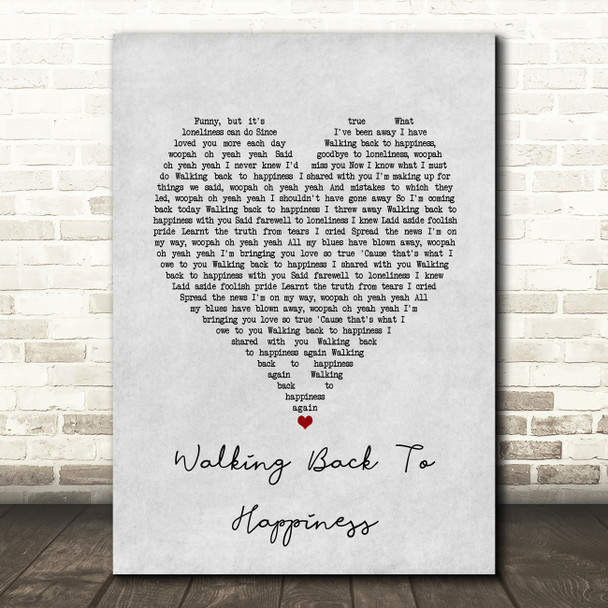 Helen Shapiro Walking Back To Happiness Grey Heart Song Lyric Art Print