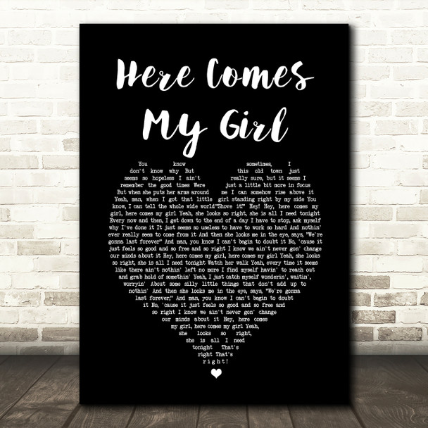 Tom Petty And The Heartbreakers Here Comes My Girl Black Heart Song Lyric Wall Art Print