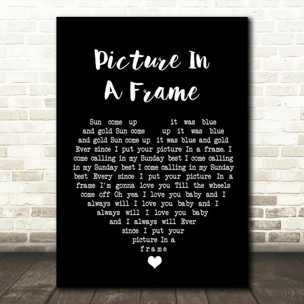 Tom Waits Picture In A Frame Black Heart Song Lyric Wall Art Print
