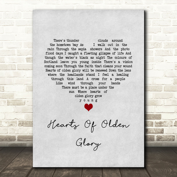 Runrig Hearts Of Olden Glory Grey Heart Song Lyric Art Print