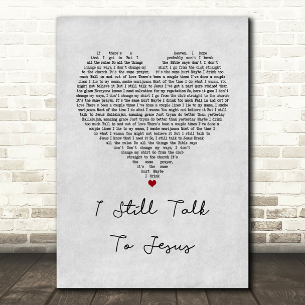 LANY I Still Talk To Jesus Grey Heart Song Lyric Art Print