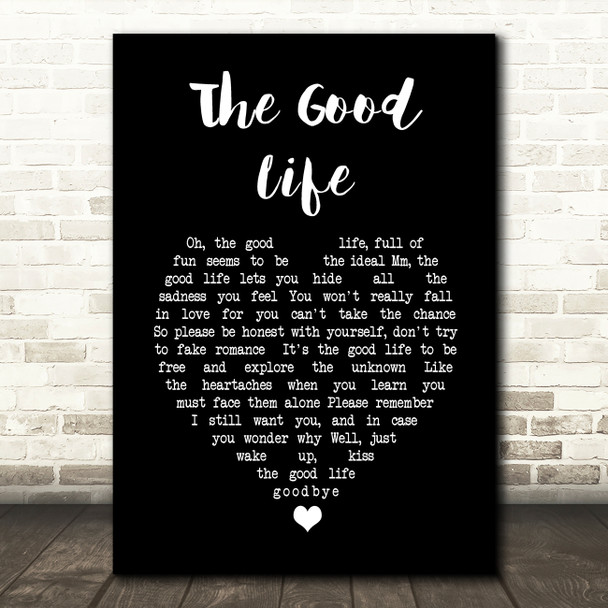 Tony Bennett The Good Life Black Heart Song Lyric Wall Art Print