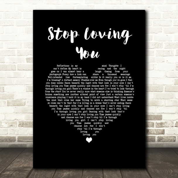 Toto Stop Loving You Black Heart Song Lyric Wall Art Print