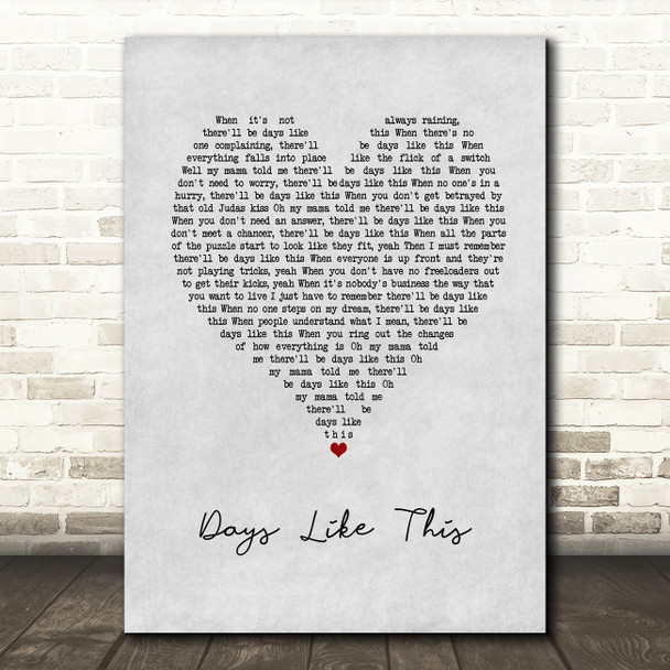 Dermot Kennedy Days Like This Grey Heart Song Lyric Art Print
