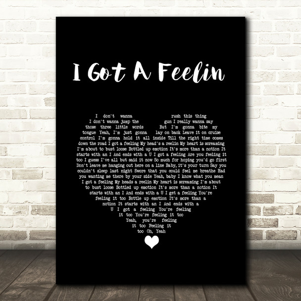 Billy Currington I Got A Feelin Black Heart Song Lyric Wall Art Print