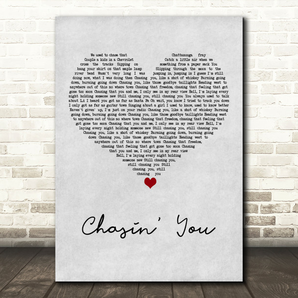 Morgan Wallen Chasin' You Grey Heart Song Lyric Art Print