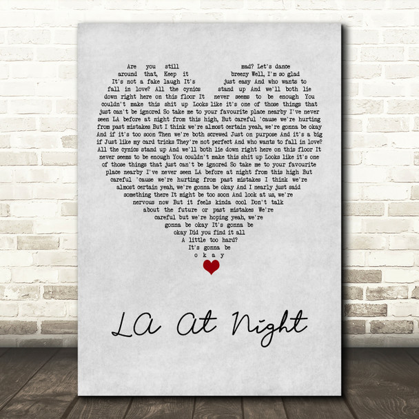 The Coronas LA At Night Grey Heart Song Lyric Art Print