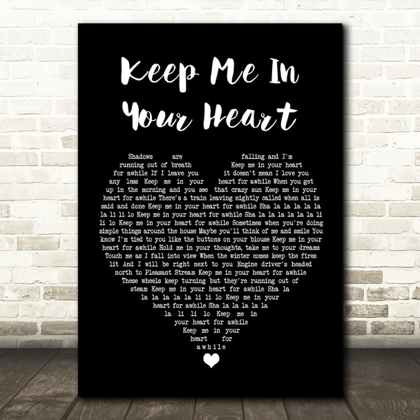 Warren Zevon Keep Me In Your Heart Black Heart Song Lyric Wall Art Print
