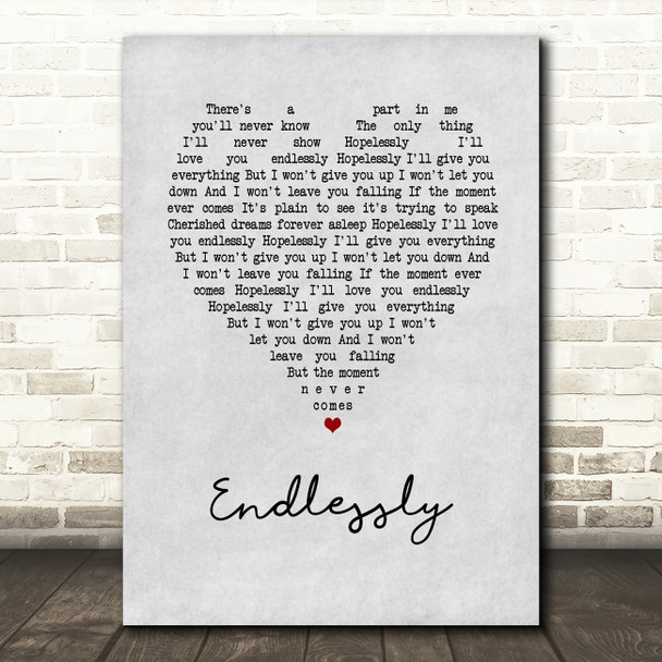 muse Endlessly Grey Heart Song Lyric Art Print